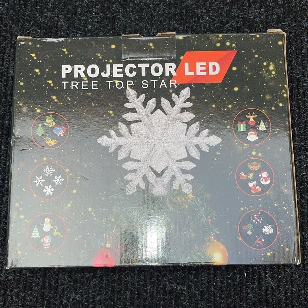 Silver Glitter Snowflake 6 model Tree Topper project lights