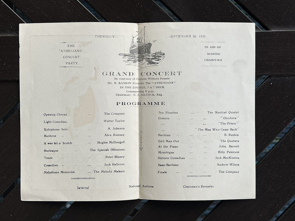 1935 Anchor-Donaldson Line Concert Program