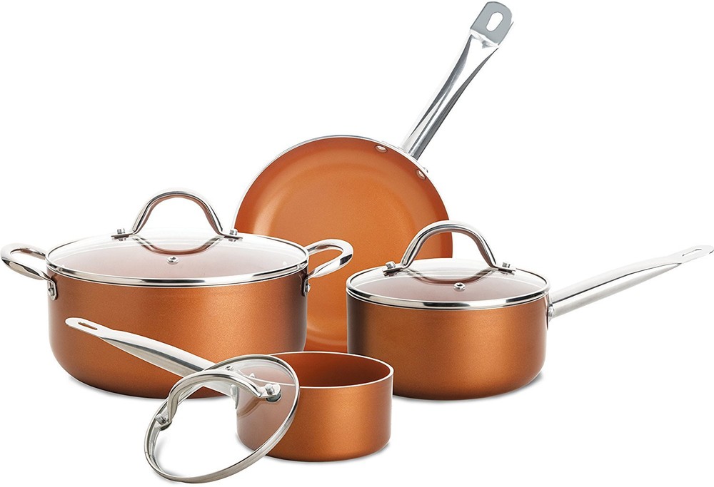Culinary Edge 7 Piece Ceramic Titanium Copper Nonstick Cookware Set