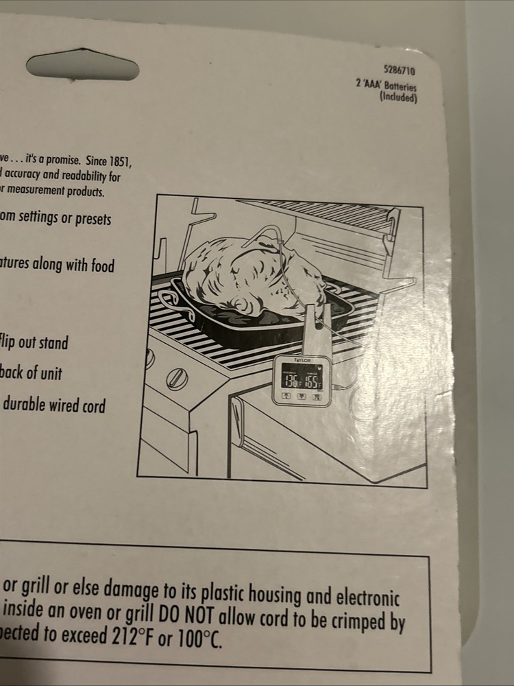 Taylor Digital Wired Probe Programmable Meat Thermometer with Timer NEW