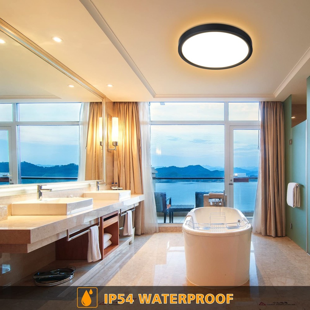 Dimmable LED Flush Mount Ceiling Light with Remote Control 3000K-6000K Color