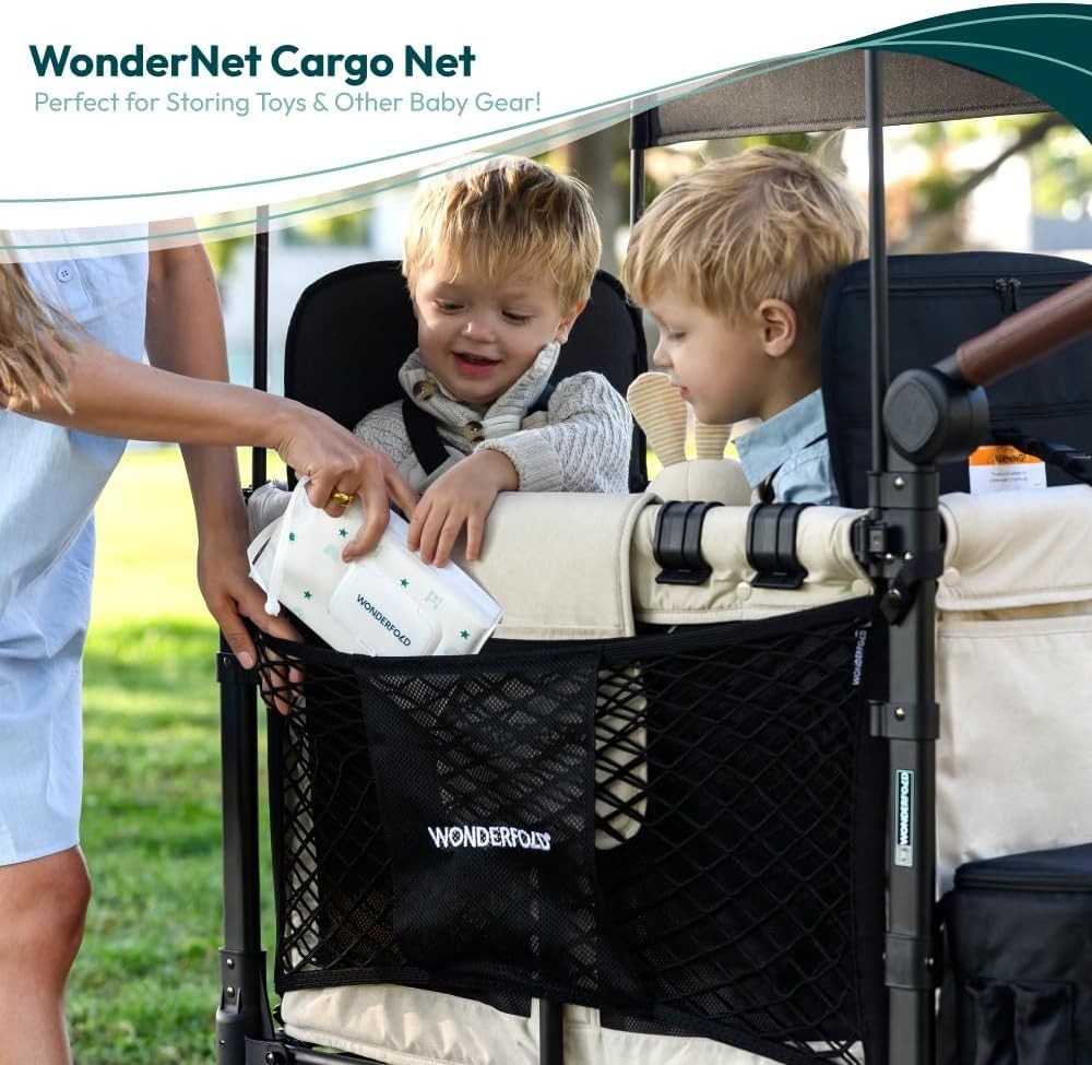 Super Stretchable Cargo Net for Stroller Wagons - Maximize Storage Space, Black