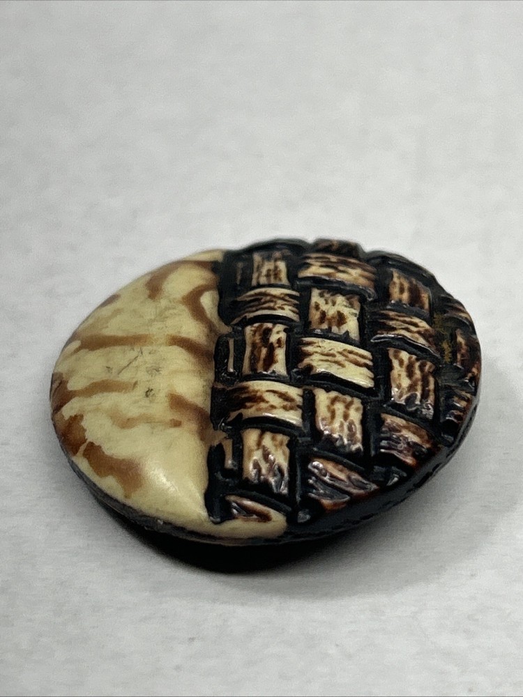 Vintage Celluloid Button Partial Basket Weave Design