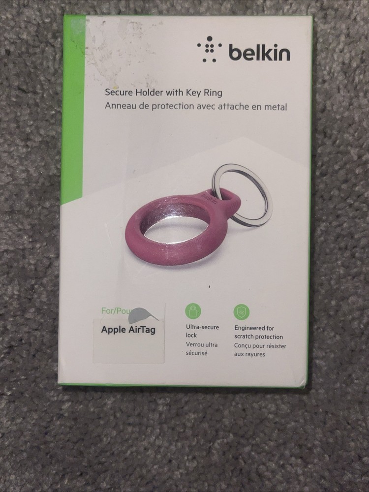 Apple AirTag Pink Secure Holder With Key Ring