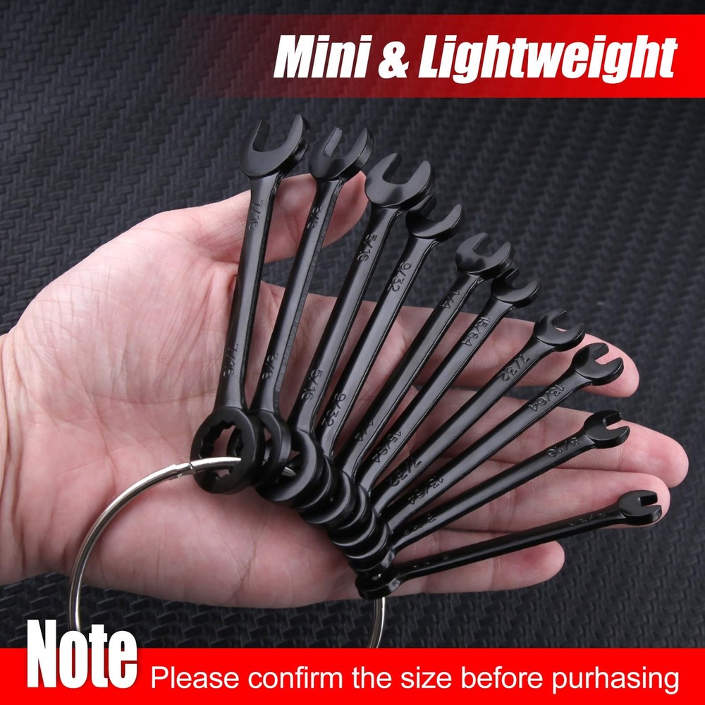 LEONTOOL Mini Wrench Set SAE 10-Piece Ignition Set, SAE, Black