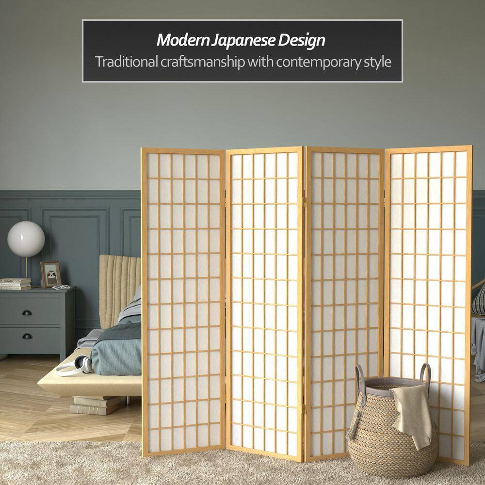 5 Ft. Natural 4-Panel Room Divider