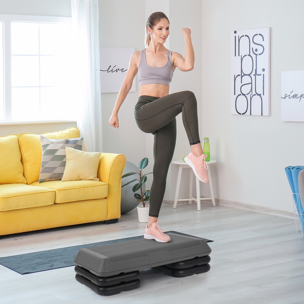 28'' Adjustable Aerobic Stepper Step Platform W/4 Riser Exercise Workout Stepper