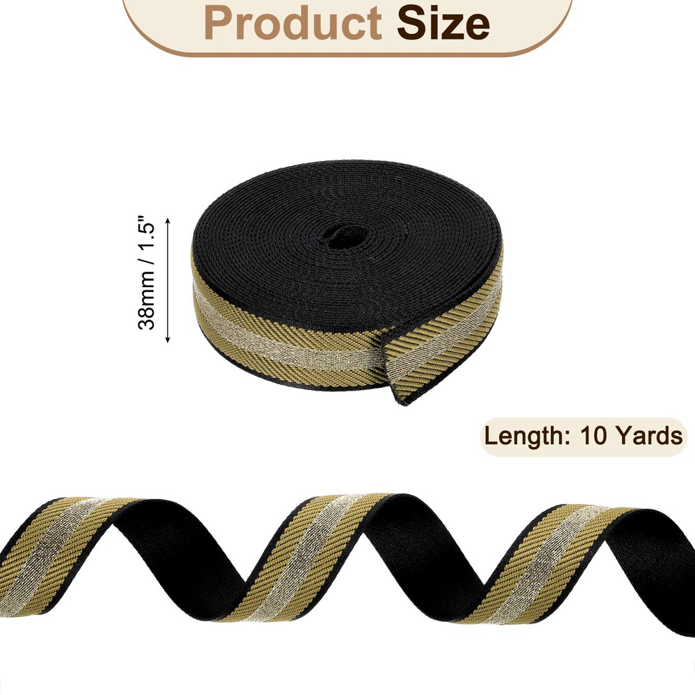 10Yards Nylon Webbing Strap, 38mm Striped Webbing Bag Strap, Dark Yellow