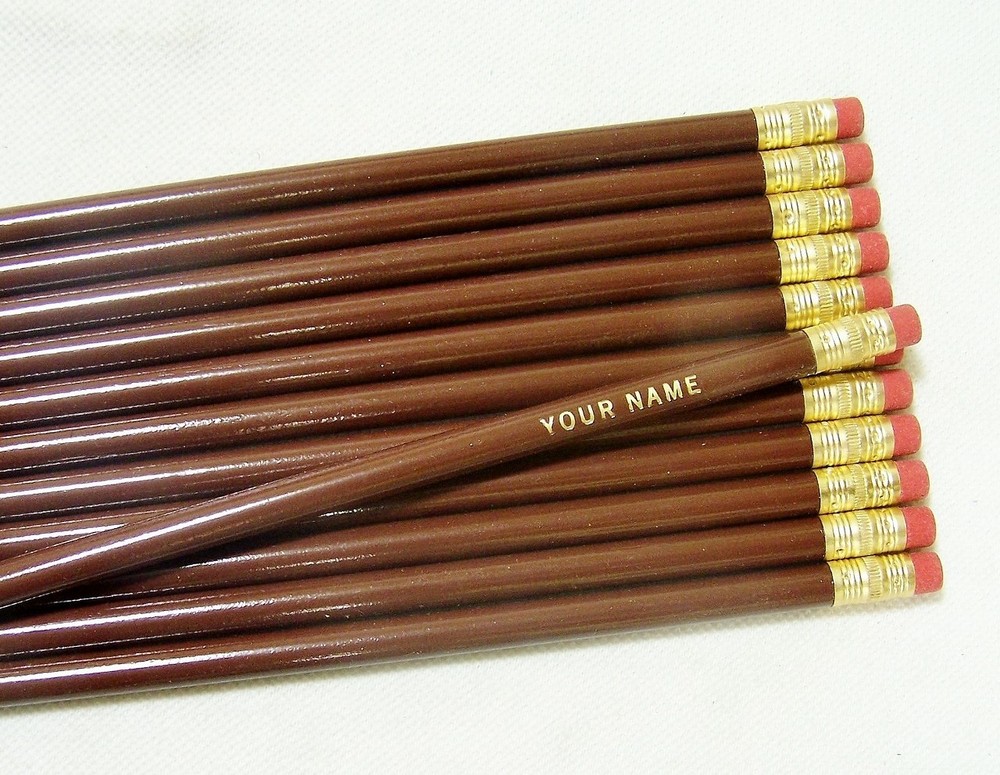 12 Round "Brown" Personalized Pencils