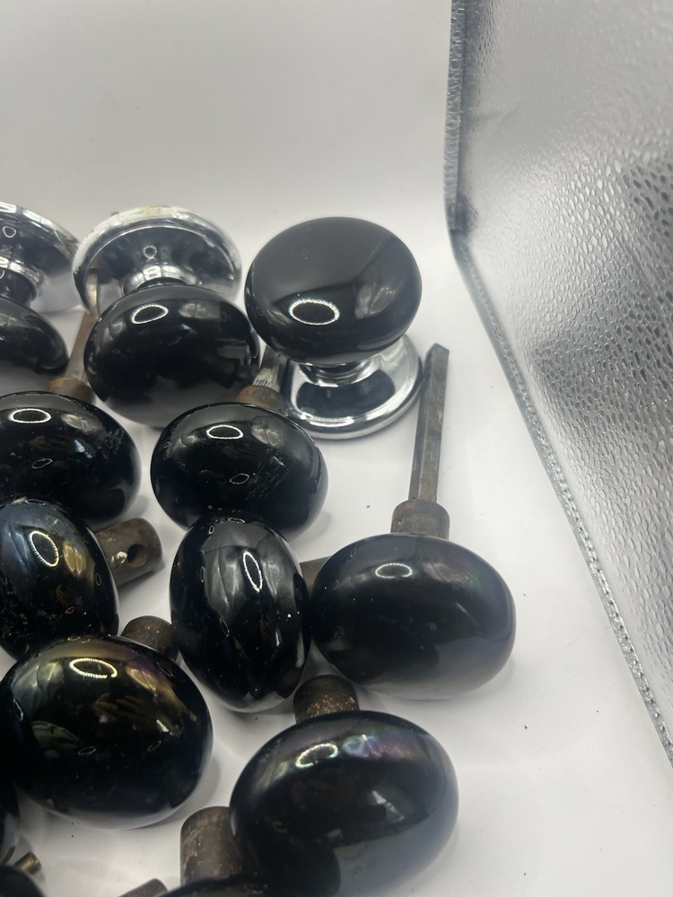 Vintage Antique Black Marble Door Knobs 26 Count