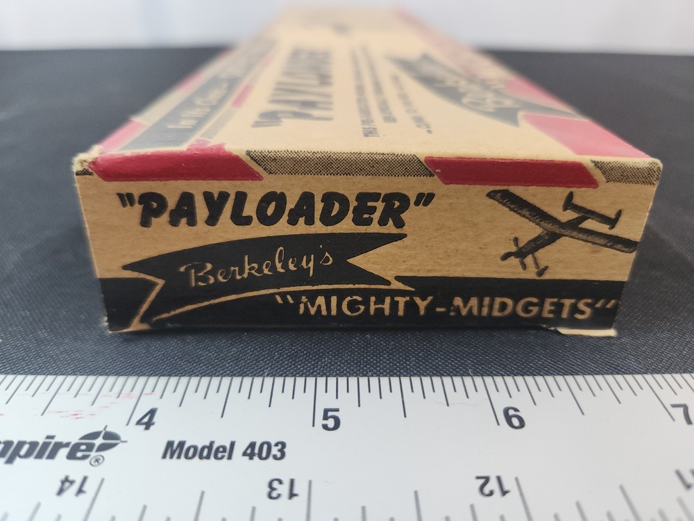 Vintage Berkeley balsa model airplane kit Mighty Midgets Payloader