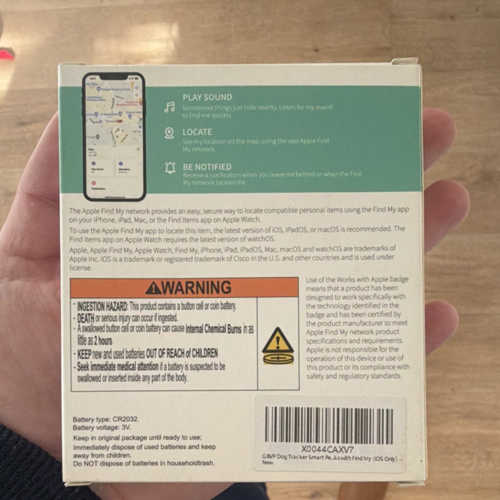 Smart Tracker GPS Device Compatible with Apple Find My, Anti-Stalking Function