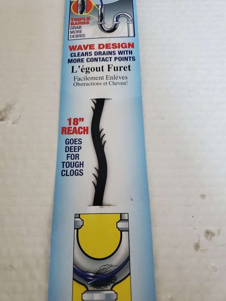 Drain Rooter 18" Snake/Wave Design & Trap Barbs Easily Pulls Hair Free/Clogs