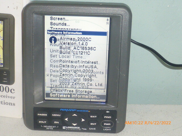Lowrance Avionics AirMap 2000c Aviation Mapping GPS Receiver + Antenna Manual ++