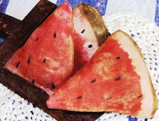 PRIMITIVE WATERMELON WEDGES ~ MAILED PATTERN!! QUICK AND EASY! SUMMER FUN!!!