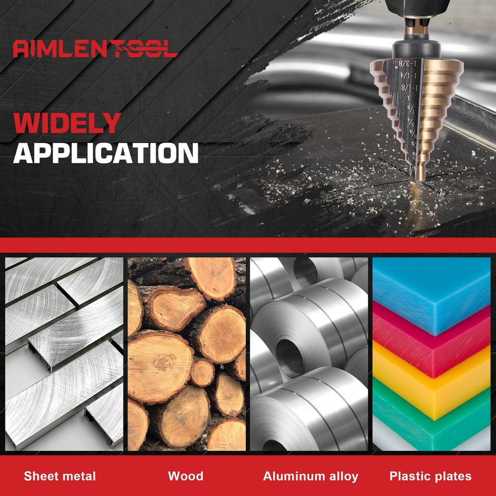 AIMLENTOOL 11PCS Step Drill Bit Set Titanium HSS Countersink Bits Kit