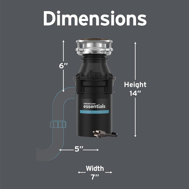 InSinkErator ES30 1/3 HP Food Waste Disposer: Continuous Feed, Corded
