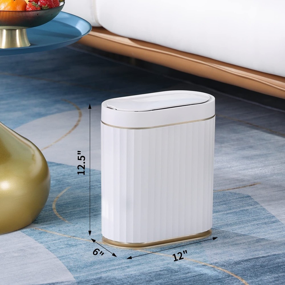 ELPHECO Automatic Motion Sensor Trash Can - 2 Gallon Slimline for Bathroom, B...