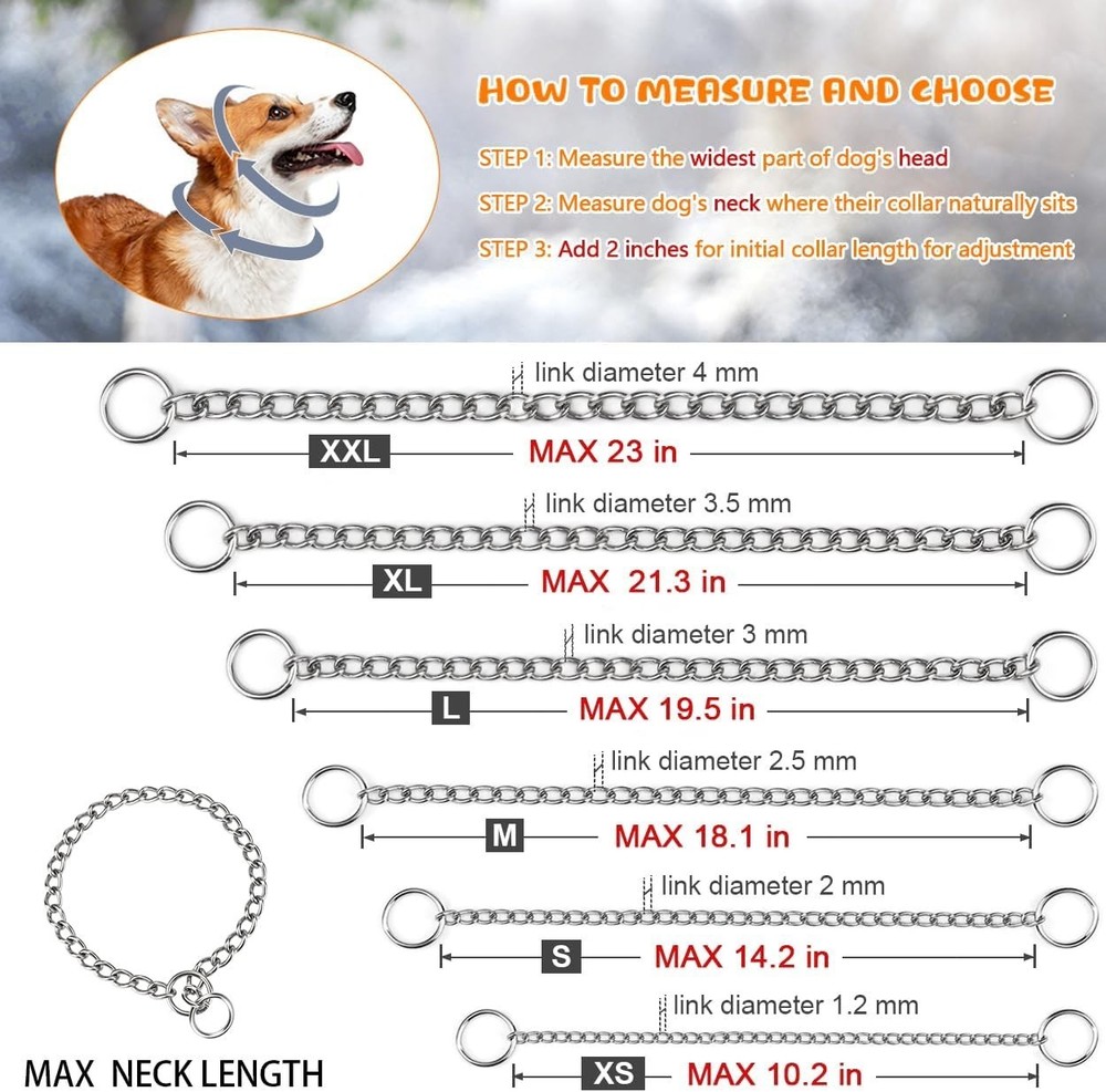 Lightweight Adjustable Choke Chain Collar for Puppies - Effective Training Aid