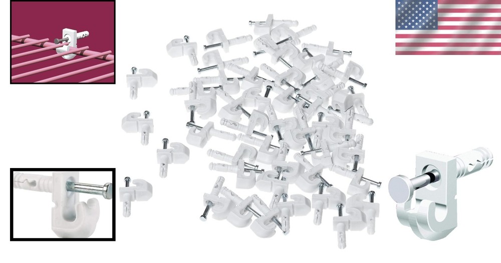 Quick-Install 48-Pack White Wall Clips for Wire Shelving - Strong Plastic