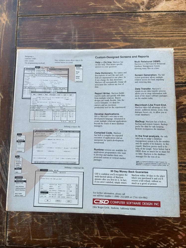 Mac Lion Relational Database Apple Macintosh Demo Copy Boxed Manuals Disks