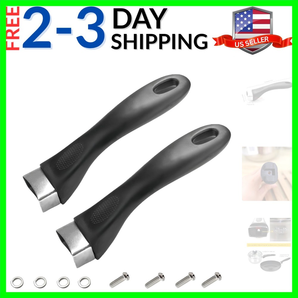 2Pcs Bakelite Pot Handle Black Scald-Proof Long Handle Grip Replacement, with...