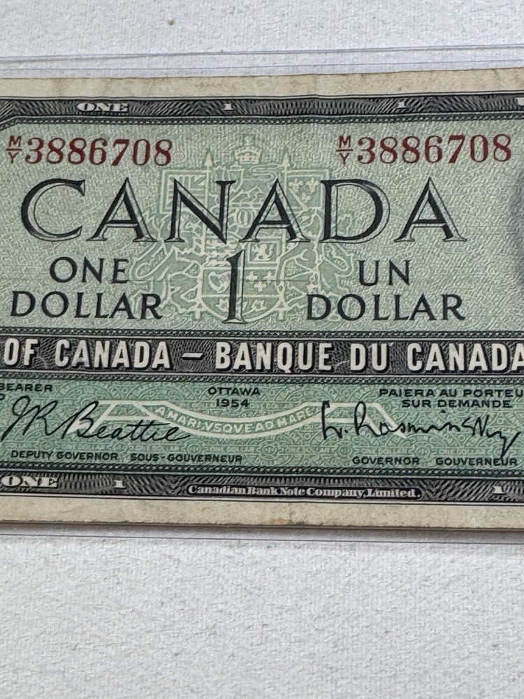 1954 Canada 1 Dollar Banknote P# 74b