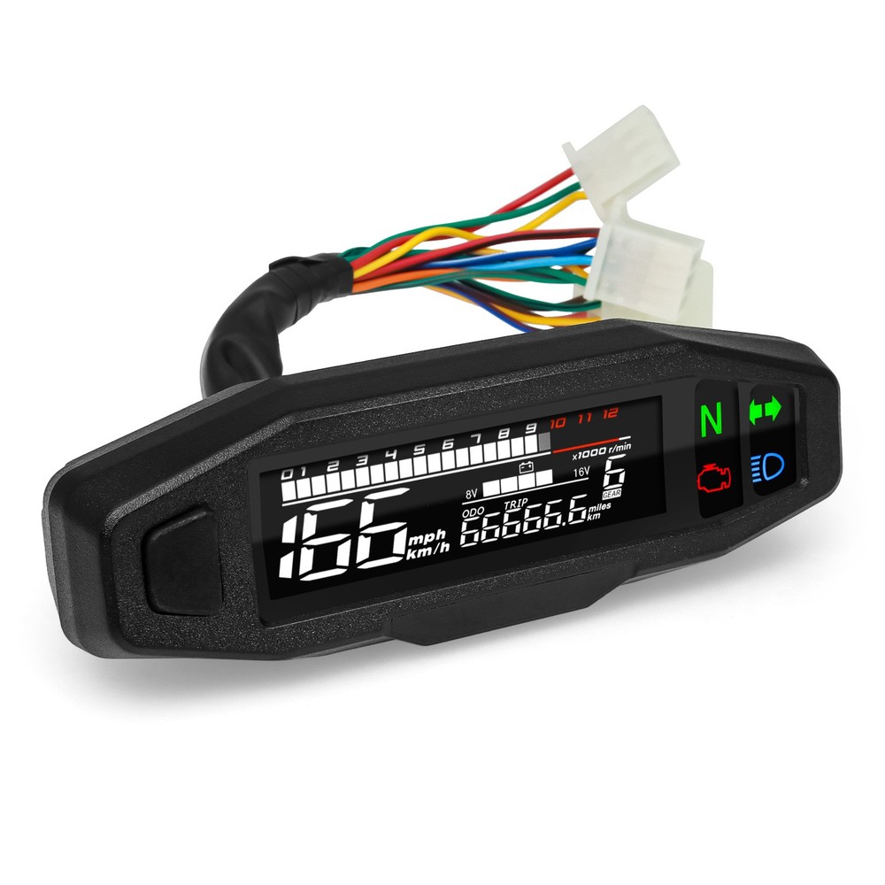 Motorcycle Gauge LCD/Digital Speedometer Odometer Tachometer With Sensor Bracket