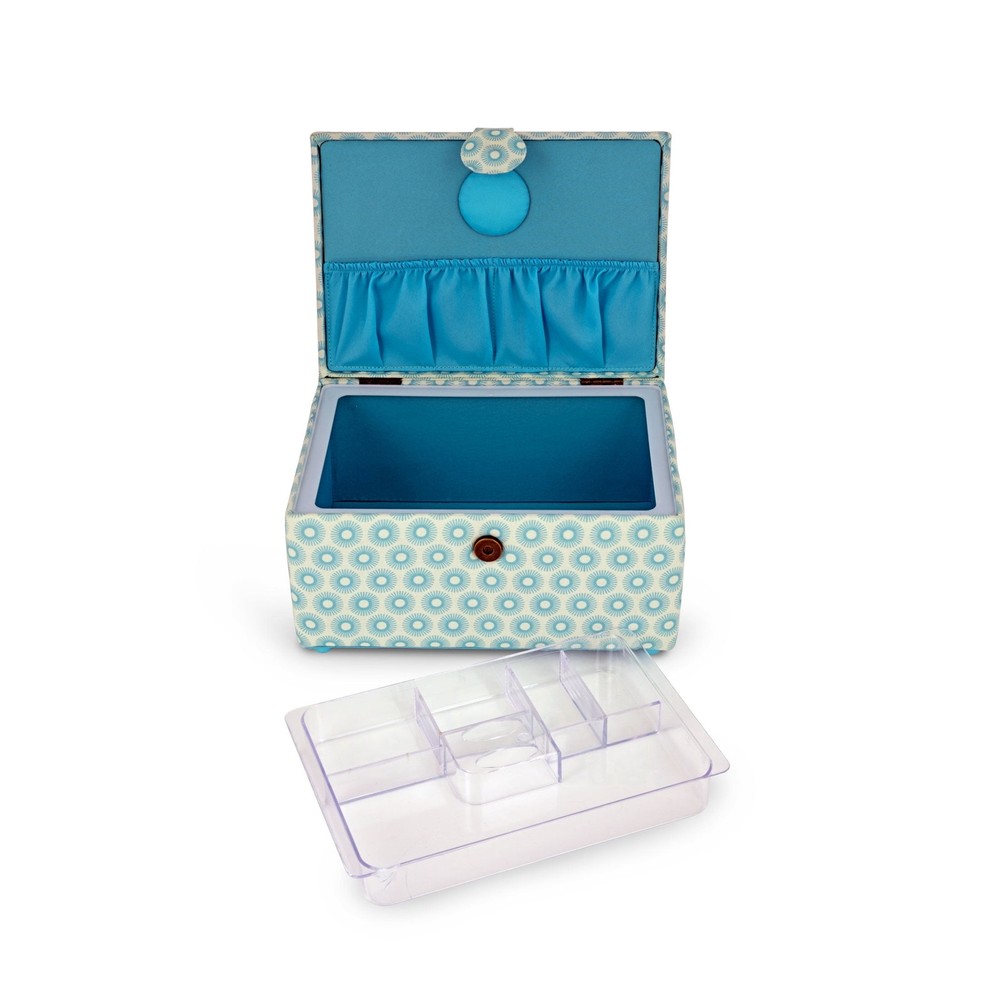 Rectangular Sewing Basket, Small, Blue Retro,NEW！