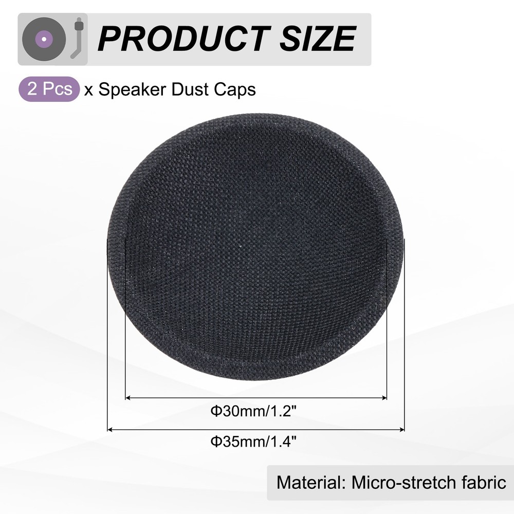 2 Pcs Speaker Dust Cap 35mm/1.4" Outer Diameter Oiled Cloth Cap