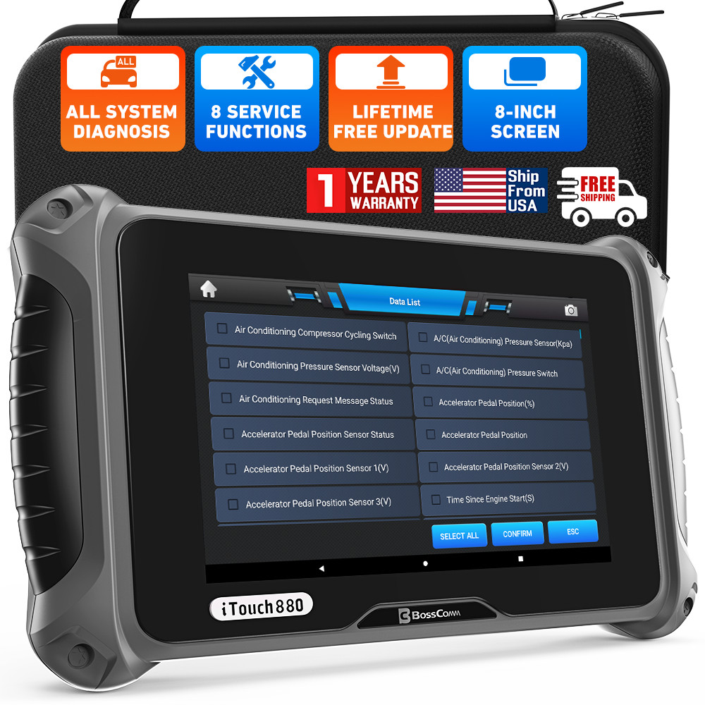BOSSCOMM iTouch 880 OBD2 Scanner Full System Diagnostic Tool 8+HOT Reset Service