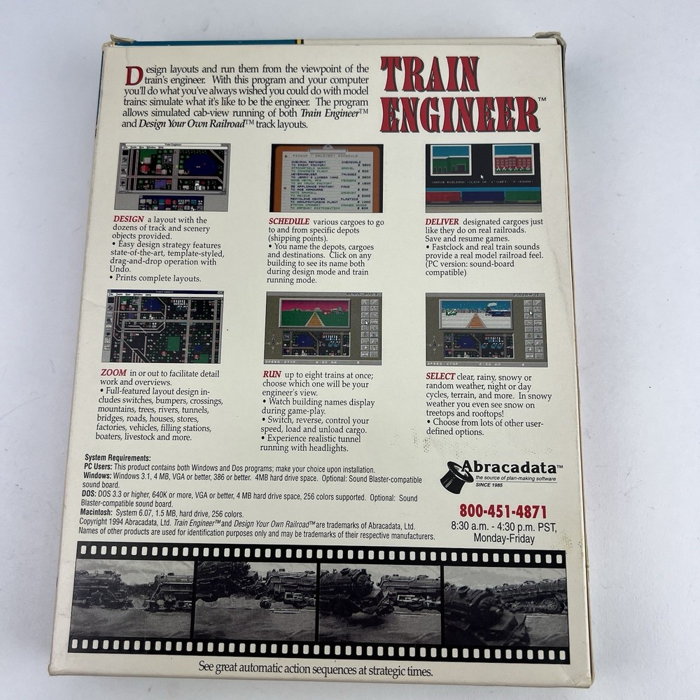 Vintage Computer Simulation Game Software - Train Engineer (1994) Windows/DOS