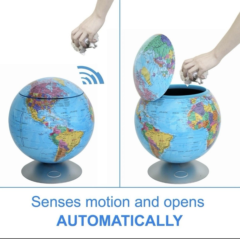 iTouchless Sensor Desktop Globe Sensor Trash Can 2.8 L - Decorative for Kitchen✅
