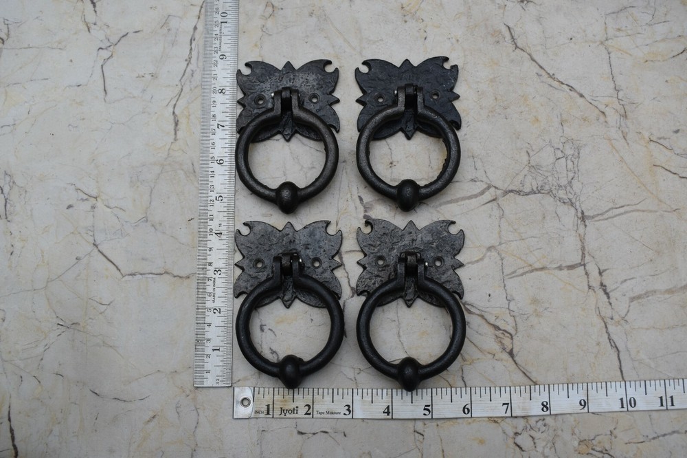 vintage Cast Iron knocker chest door ring Pull drop handle knobs 4 pic