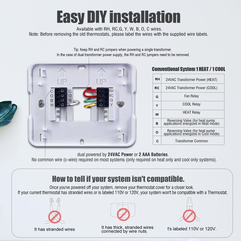 Non Programmable White Thermostat For Single Stage Heating And Cooling Systems