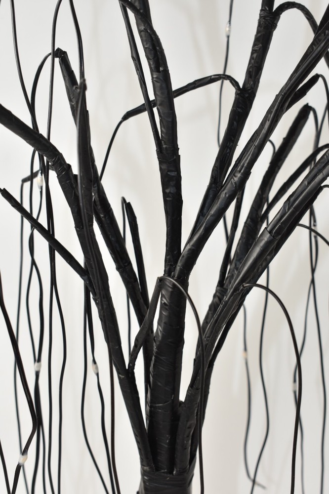 Lit Tree Weeping Willow Drooping 23" Halloween Black Battery Lighted Spooky