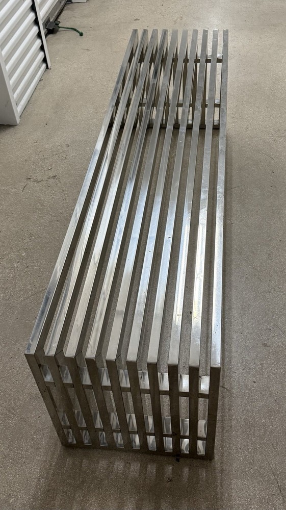 Milo Baughman Style Chrome Slat Bench 60”