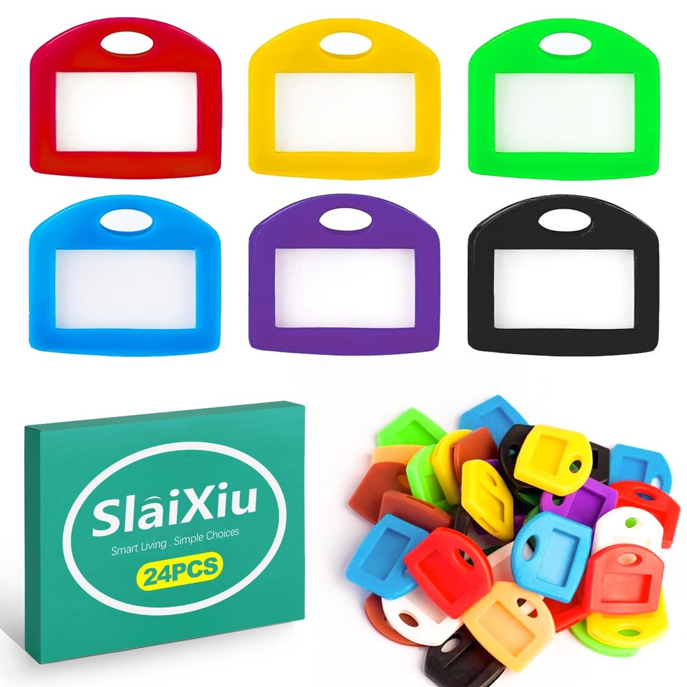 24PCS Writable Key Tags - Multi-Colored Plastic Key Organizers with Labels & ...
