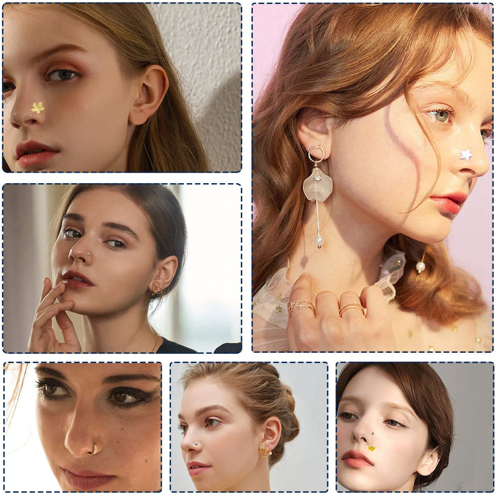 4-Pack Disposable Self Piercing Kit with Built-In Nose Studs, Very Safe Piercing