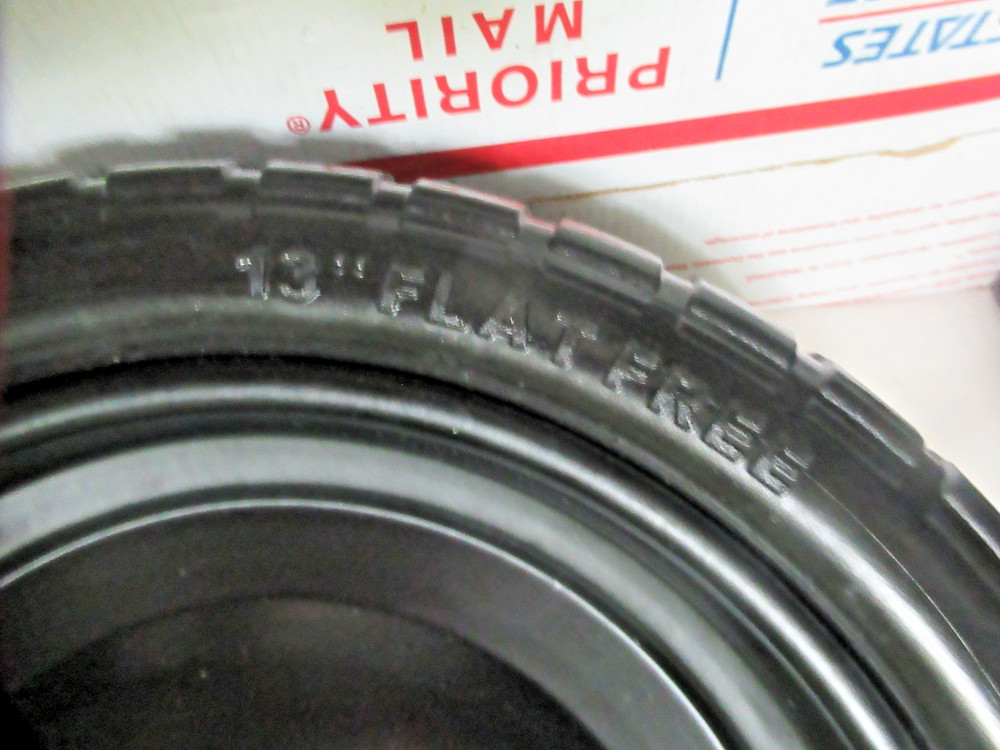 2 Pack 13" Flat free Solid Wheels with 5/8" Axle Bore Hole