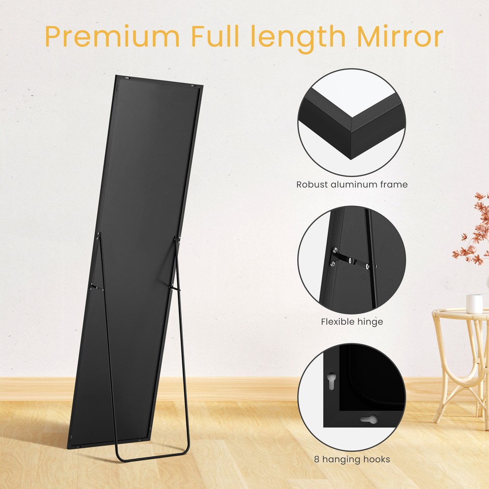 Full Length Floor Mirror, Wall Mounted Rectangle Floor Mirror Hanging or Leaning