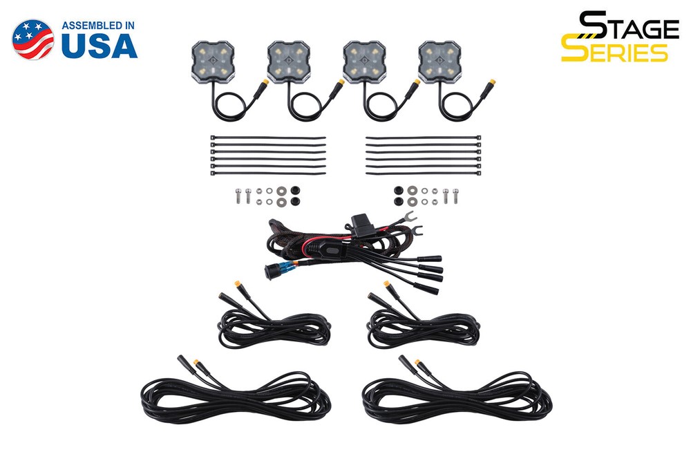 Diode Dynamics Stage Series White Diffused Lens LED Rock Lights - (4-Pack)