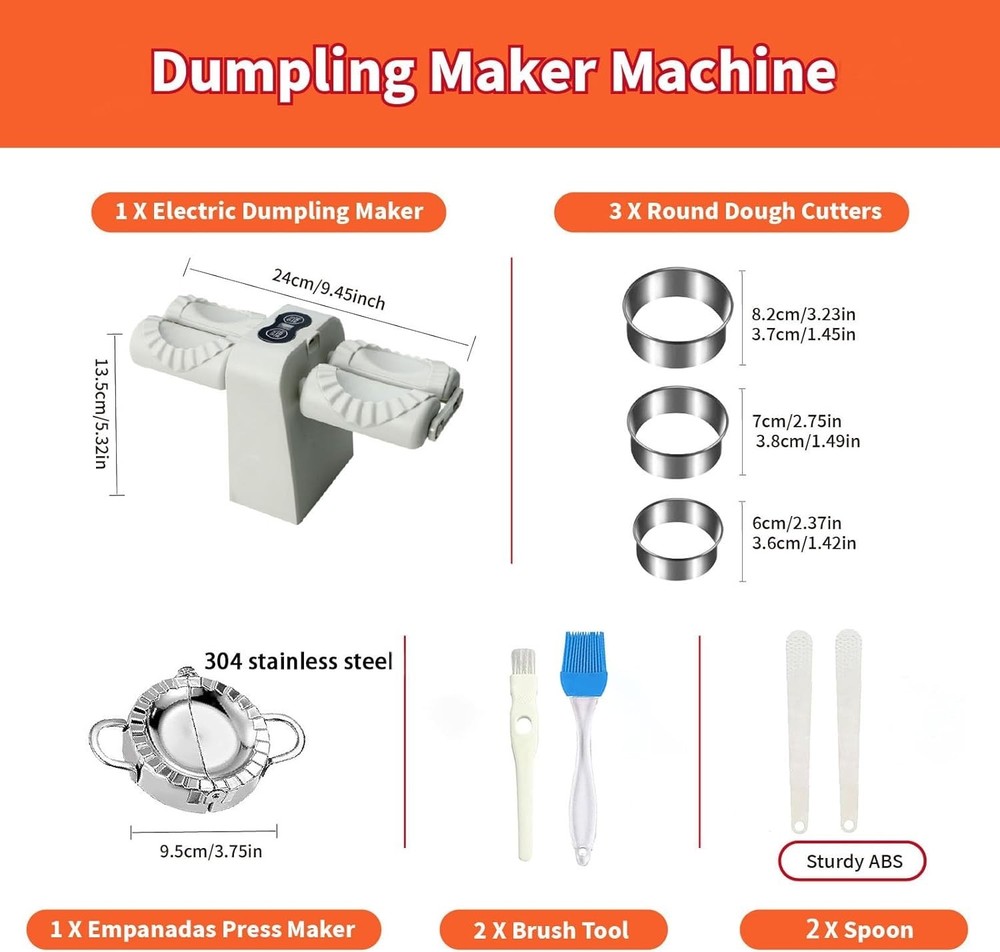 Electric Dumpling Maker Machine Double Head Auto Quick Rechargeable Kitchen Tool
