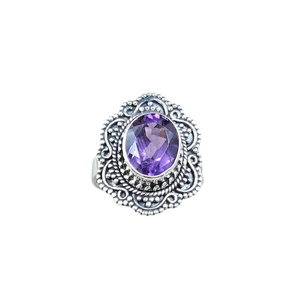 African Amethyst Solid 925 Sterling Silver Ring 6