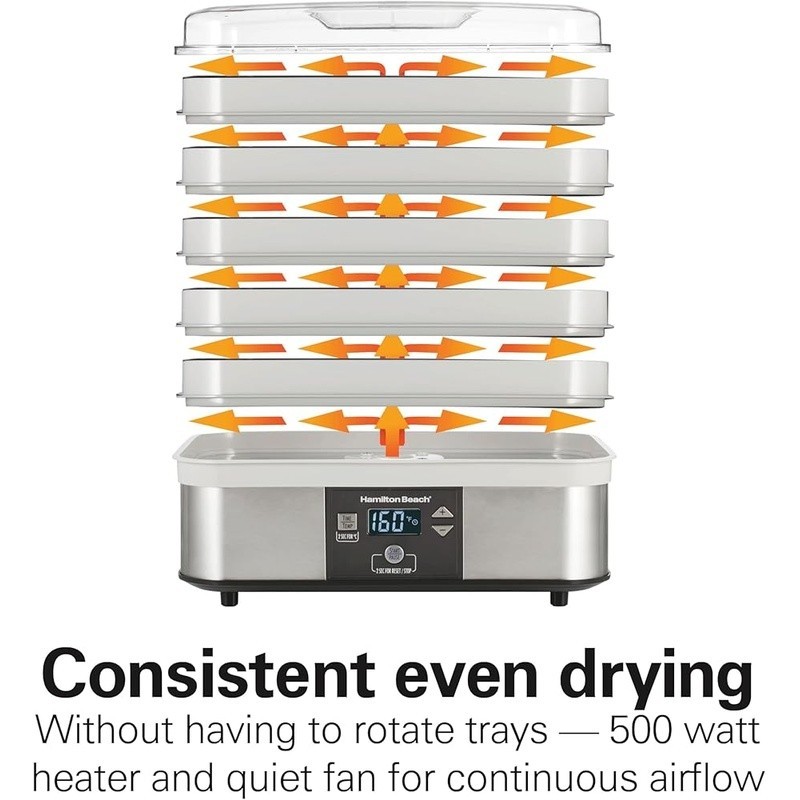 5 Stackable Trays Food Dehydrator Digital Timer Adjustable Temp Auto Shutoff New