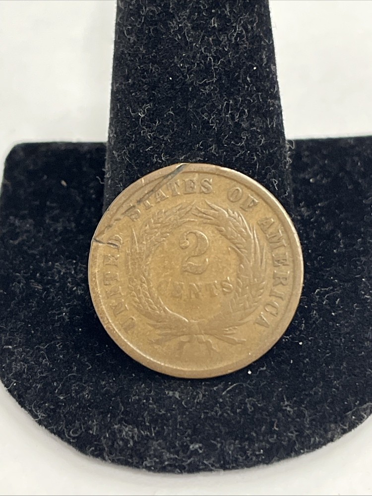 1866 Two Cent Piece-Damaged