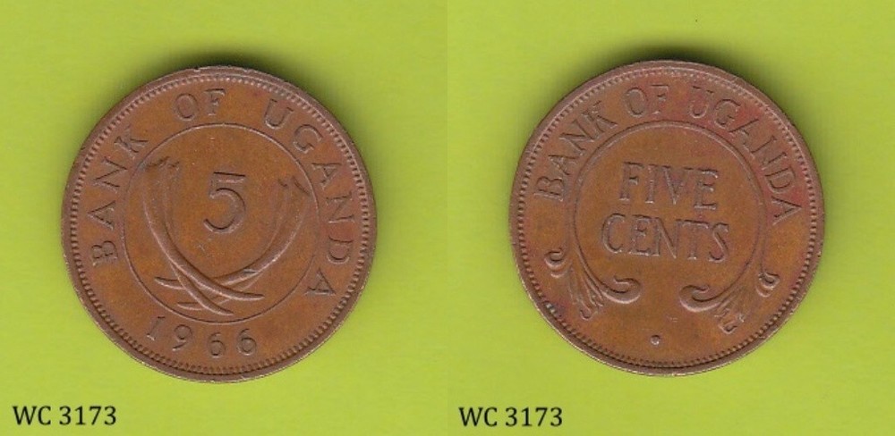 Uganda 5 Cents 1966 Coin