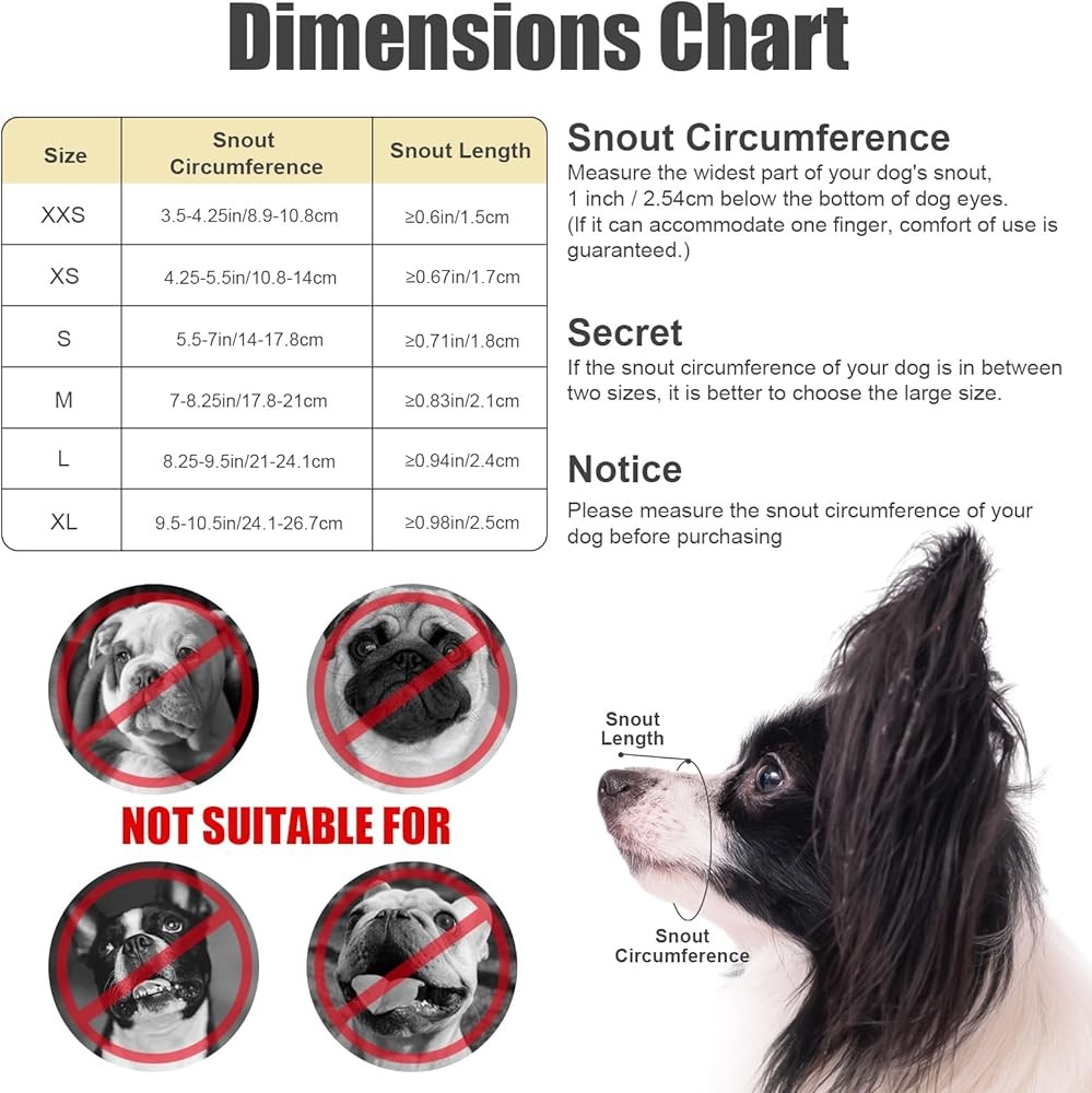 Short Snout Dog Muzzle, Dog Muzzle for Small and Medium Dogs