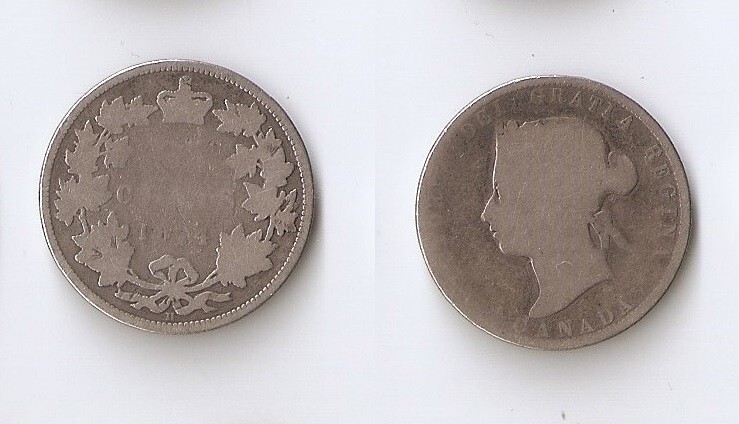 Canada 25 cents 1874 H