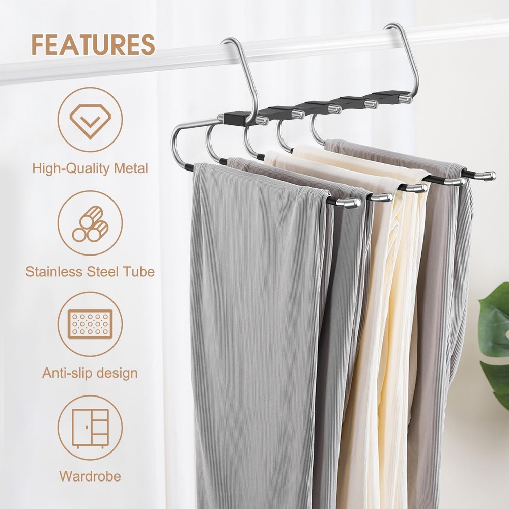 2 Pack Pants Hangers Space Saving Antislip Multifunctional Pants Rack Thickened